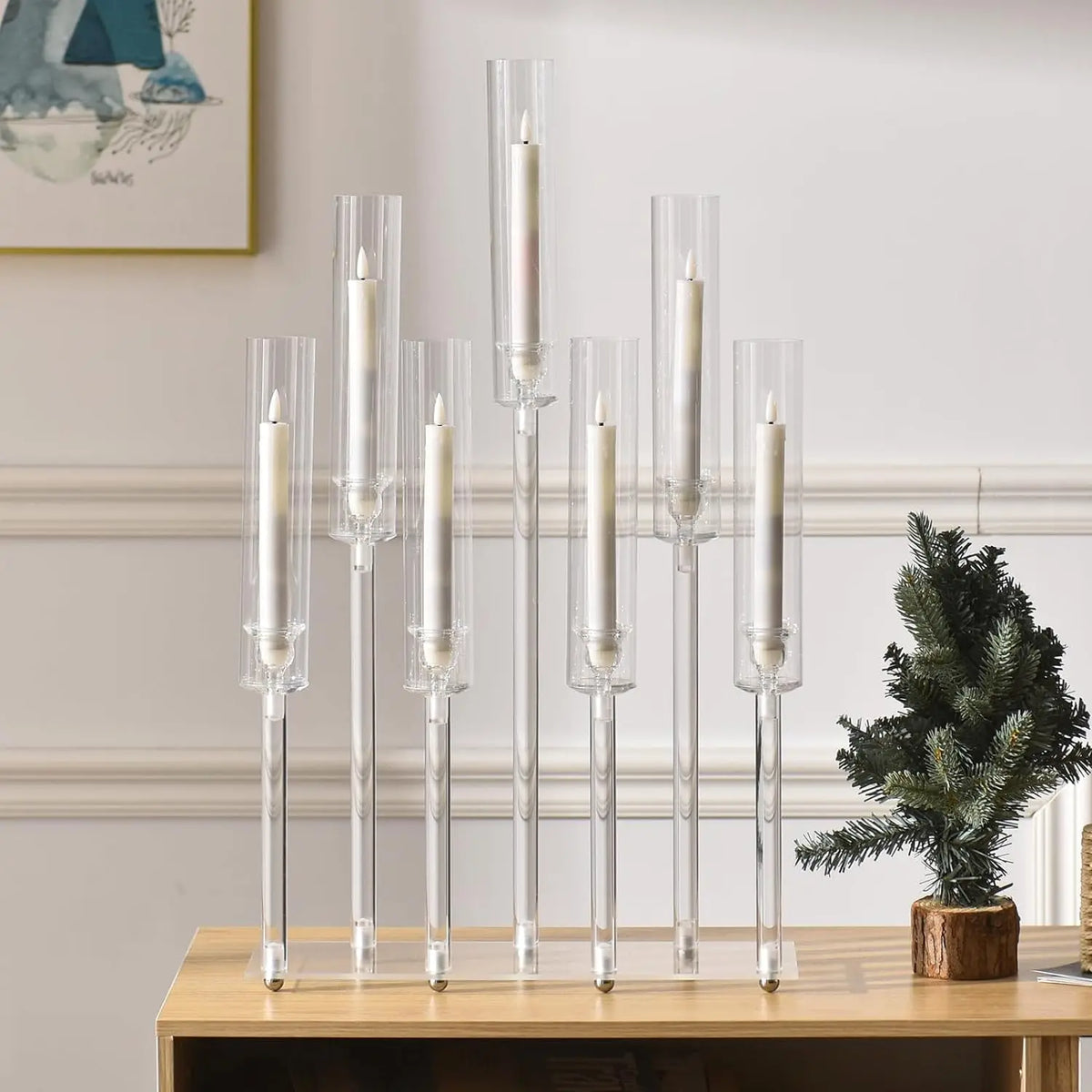 VINCIGANT Seven Arm Acrylic Candelabra For Weddings And Parties