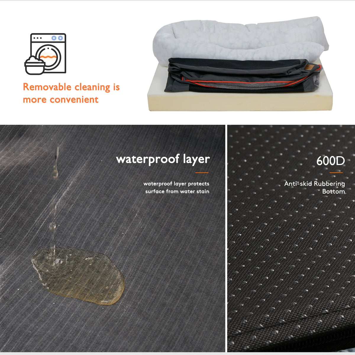 BINGOPAW Soft Dog Bed With Removable Washable Waterproof Cover