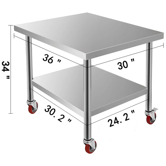 SucceBuy Stainless Steel Kitchen Prep Table With Backsplash