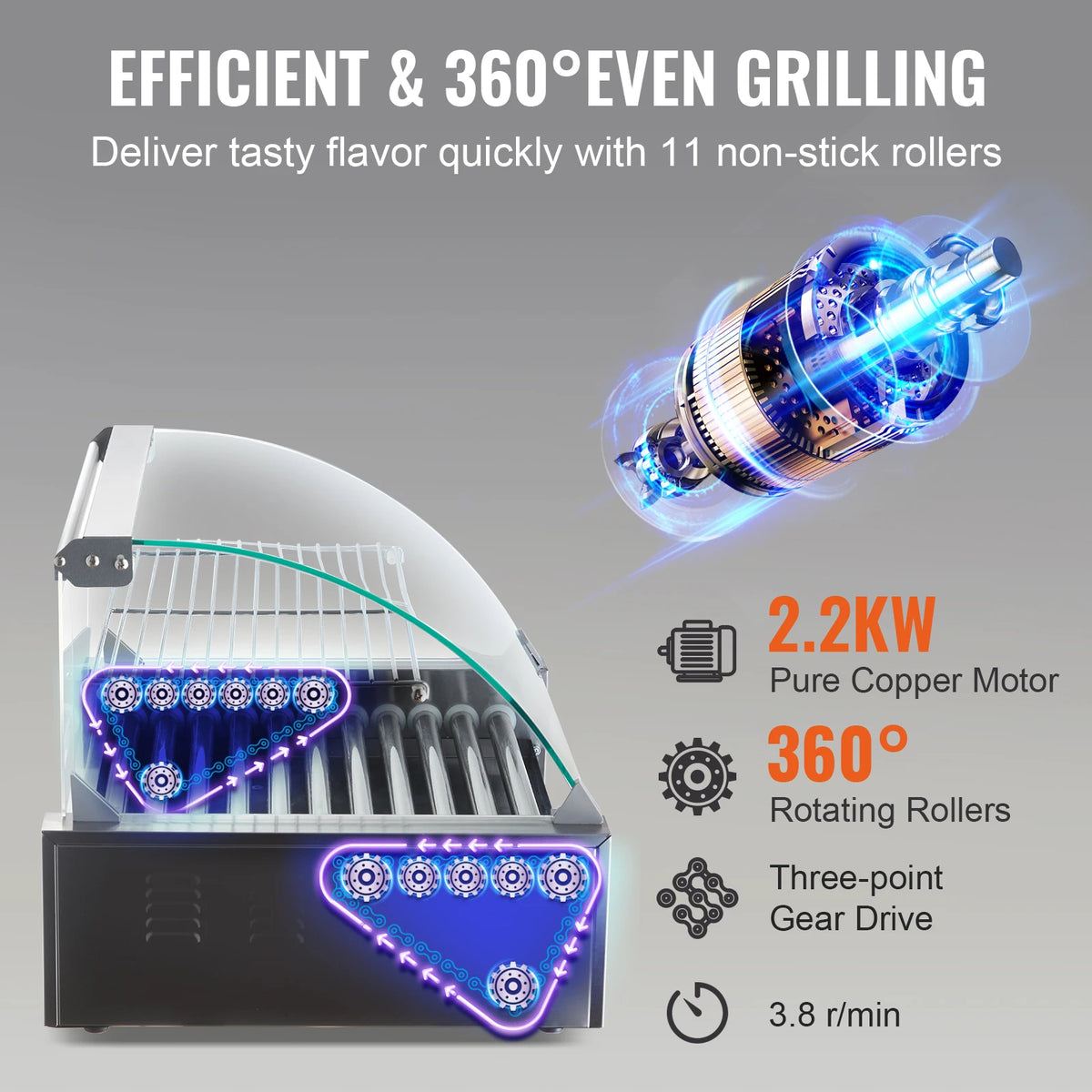 SucceBuy Commercial Electric Hot Dog Roller Sausage Maker Grill