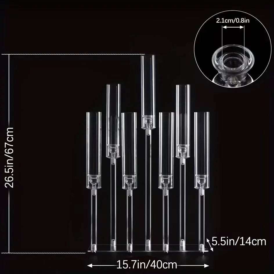 VINCIGANT Seven Arm Acrylic Candelabra For Weddings And Parties