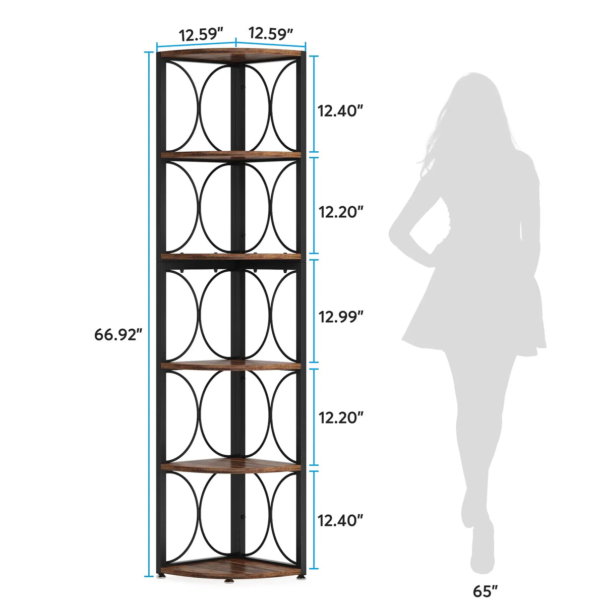 Tribesigns Tall Corner Shelf Bookcase Storage Rack Organizer