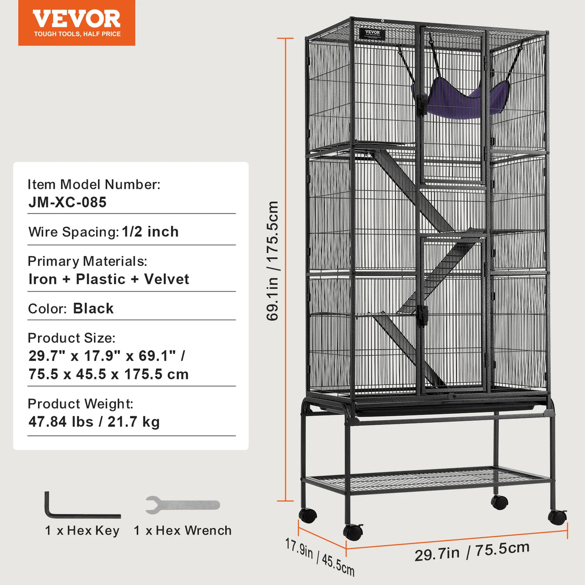 SucceBuy Rolling Metal Small Animal Cage For Ferrets And Hamsters