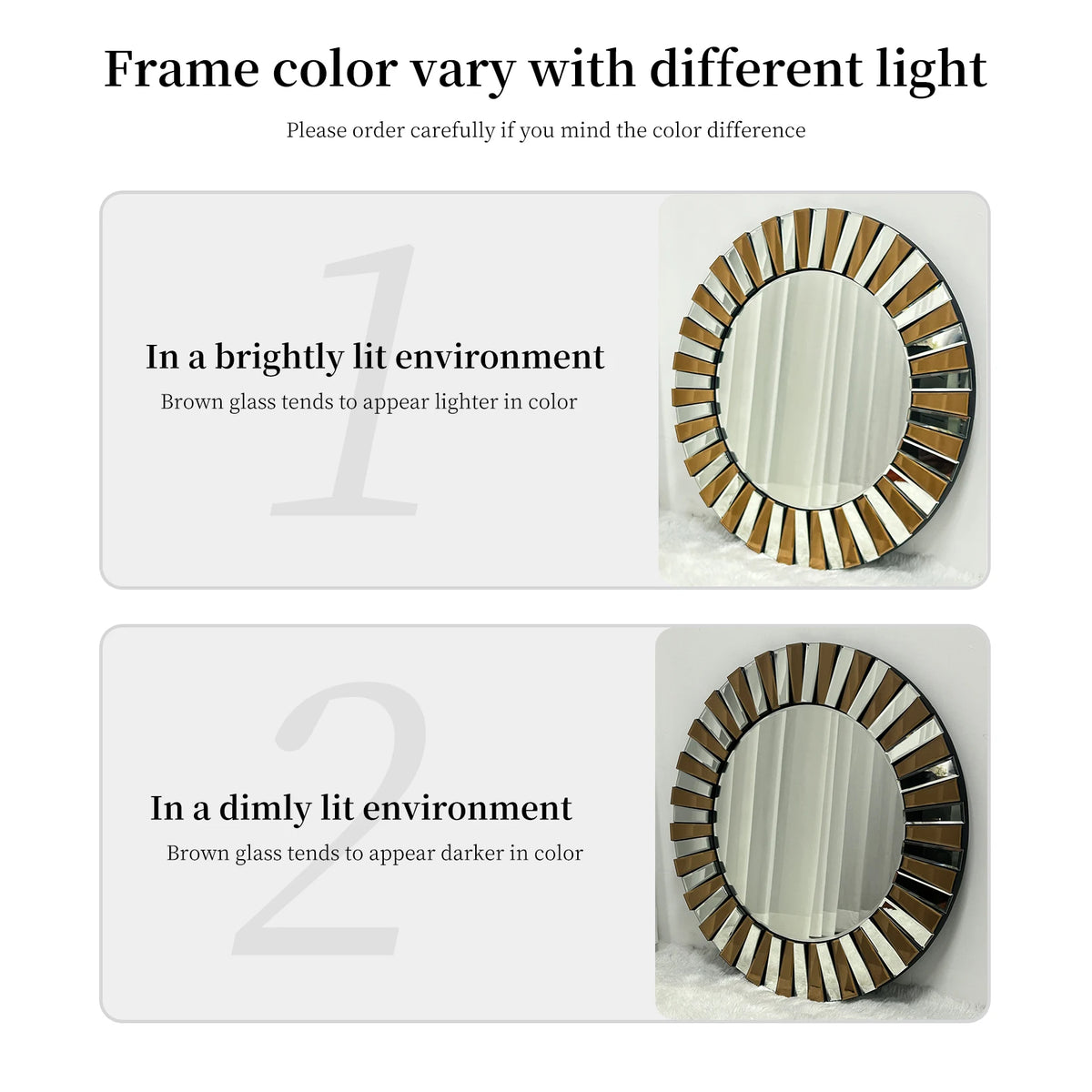Elegant Starburst Round Glass Wall Mirror For Home Decor