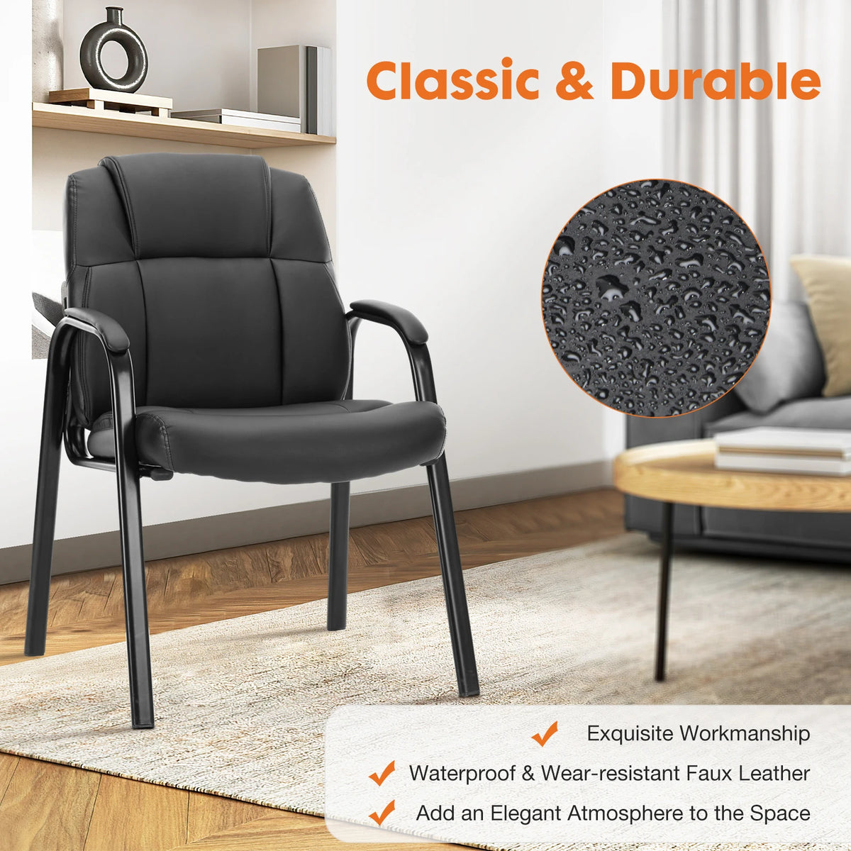 MCQ Ergonomic PU Leather Office Chair With Padded Backrest