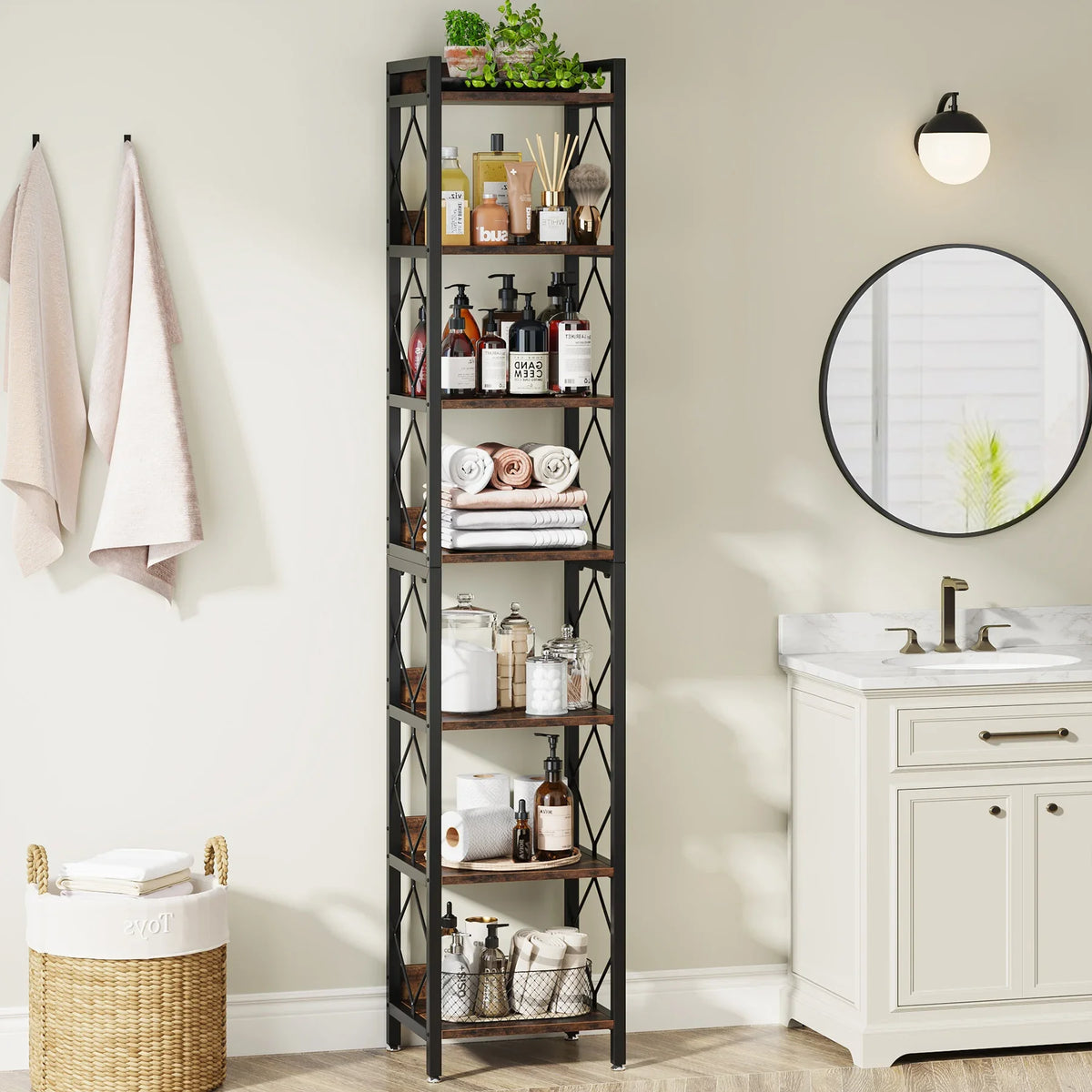 Tribesigns 7 Tier Wooden Bookshelf For Home Office Display Rack
