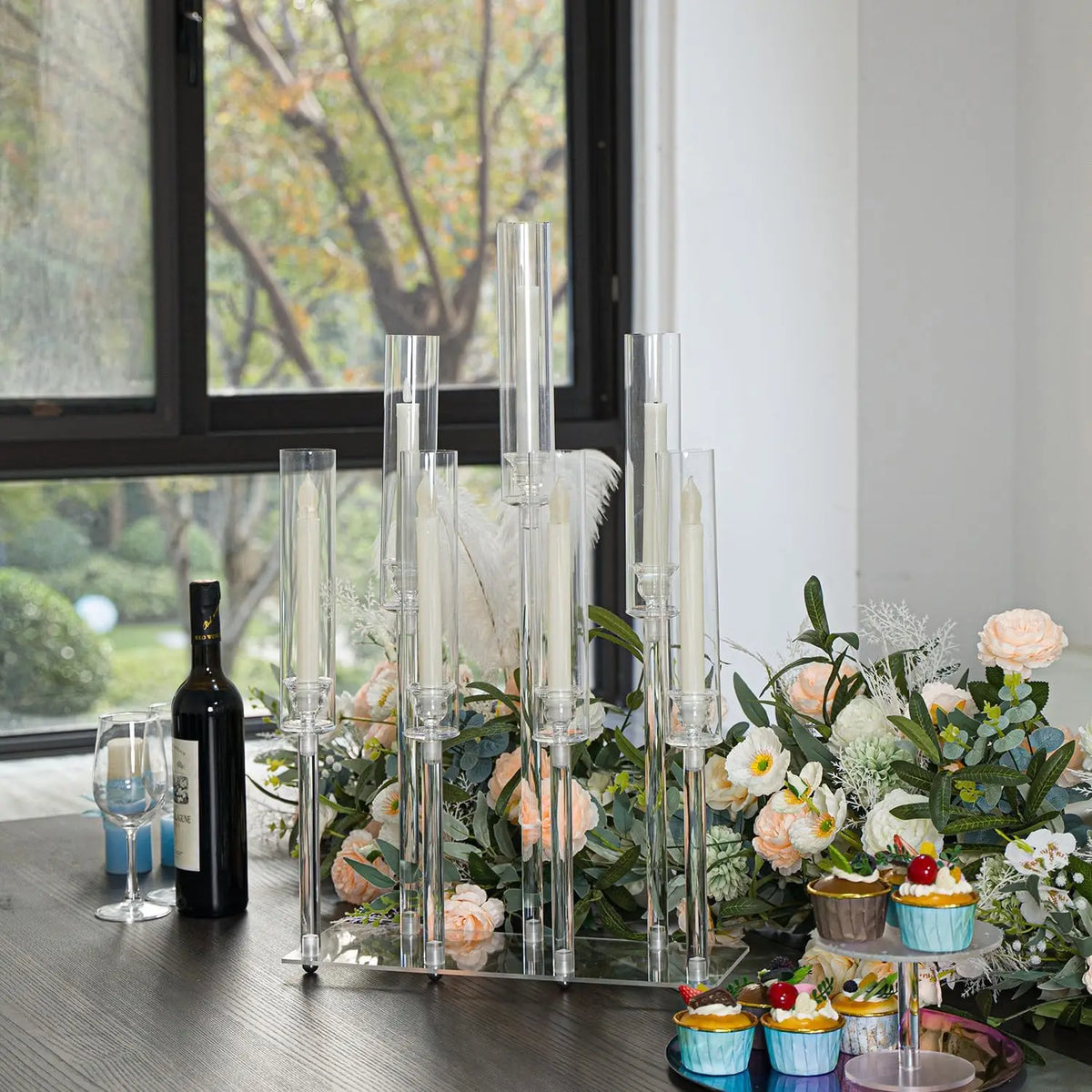 VINCIGANT Seven Arm Acrylic Candelabra For Weddings And Parties