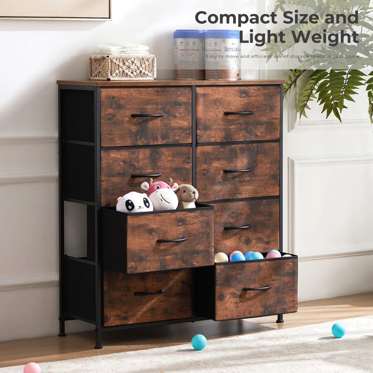 MCQ Fabric Eight Drawer Living Room Storage Dresser Cabinet