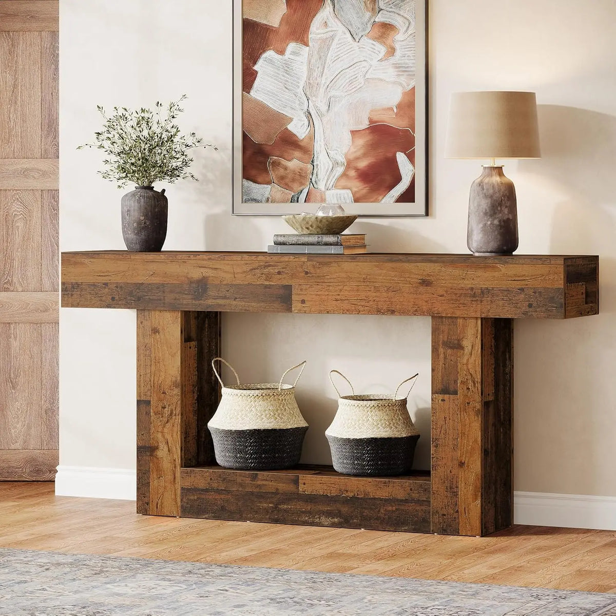Tribesigns Farmhouse Entryway Console Table With U Shaped Base