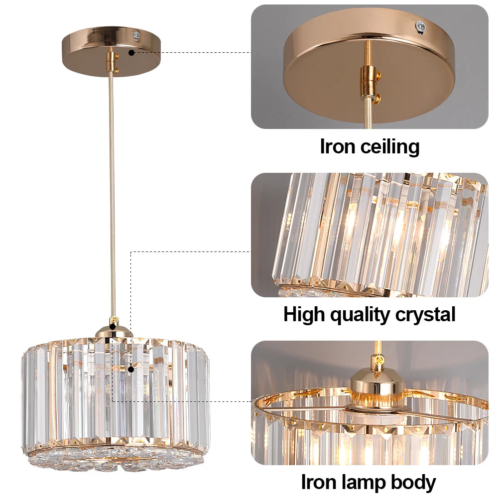 GreeLustr Modern LED Crystal Pendant Chandelier Ceiling Light