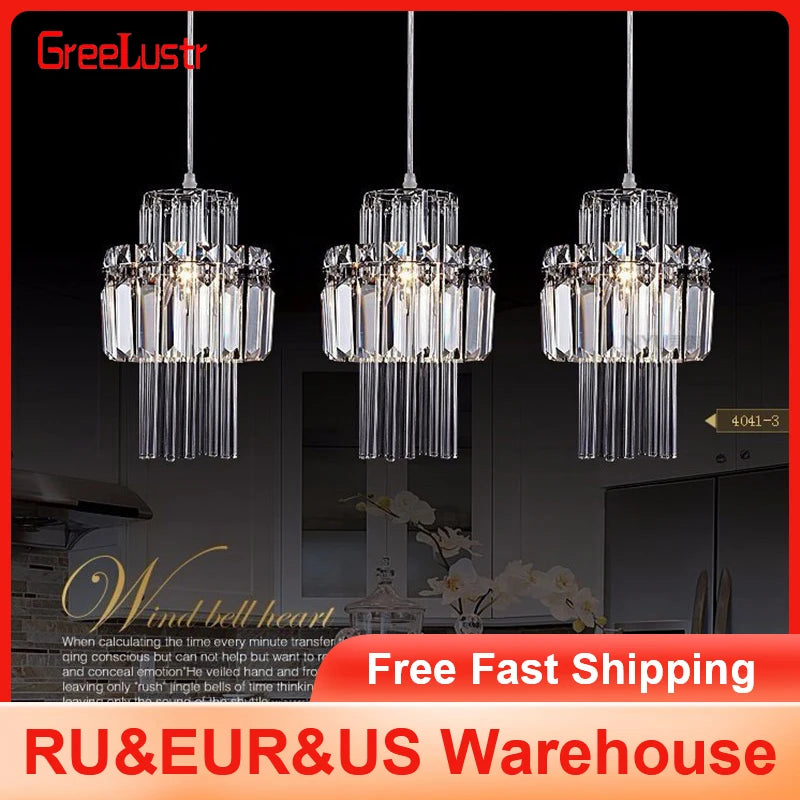 GreeLustr Modern Crystal LED Chandelier Pendant Ceiling Light