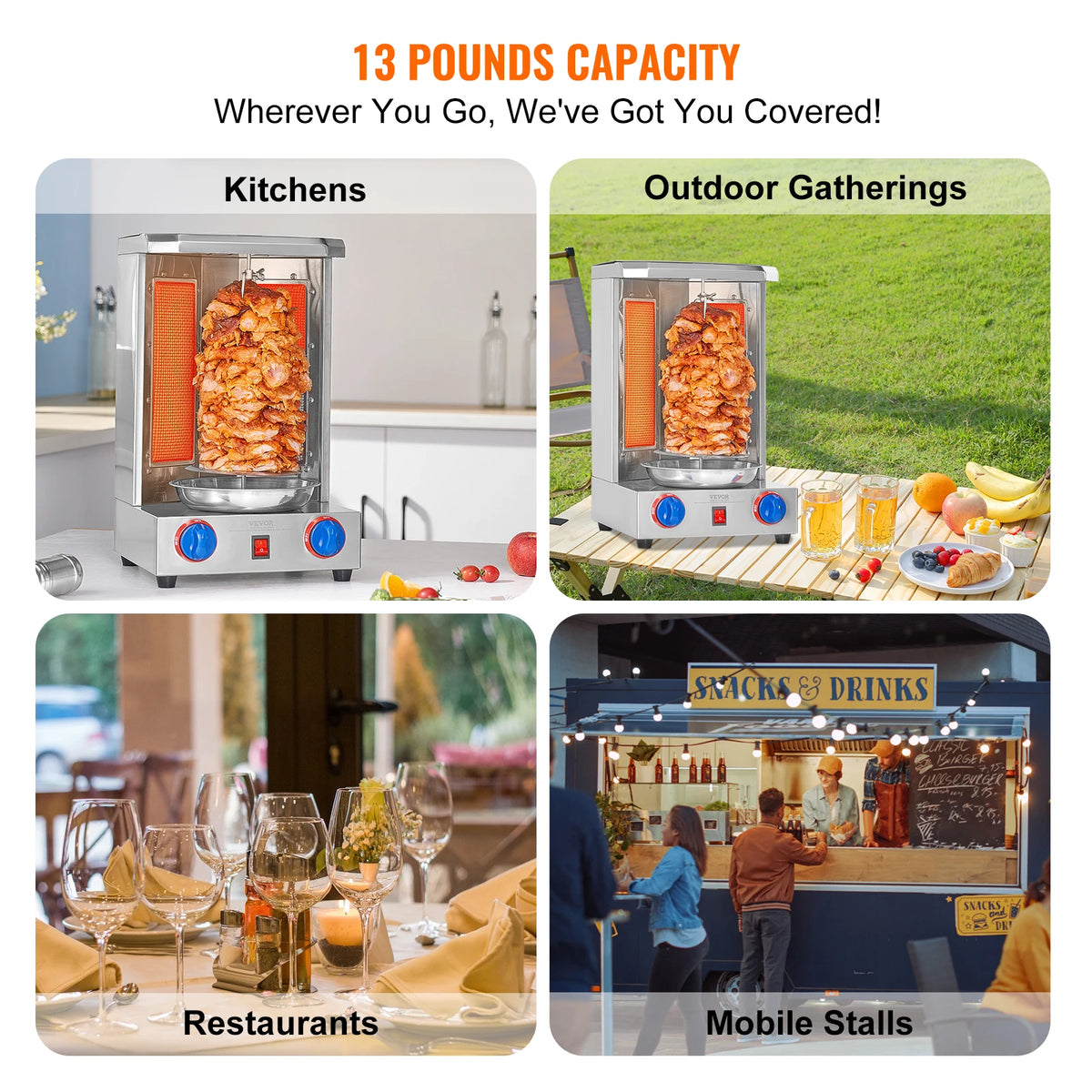 SucceBuy Gas Vertical Chicken Shawarma Grill Rotisserie Oven