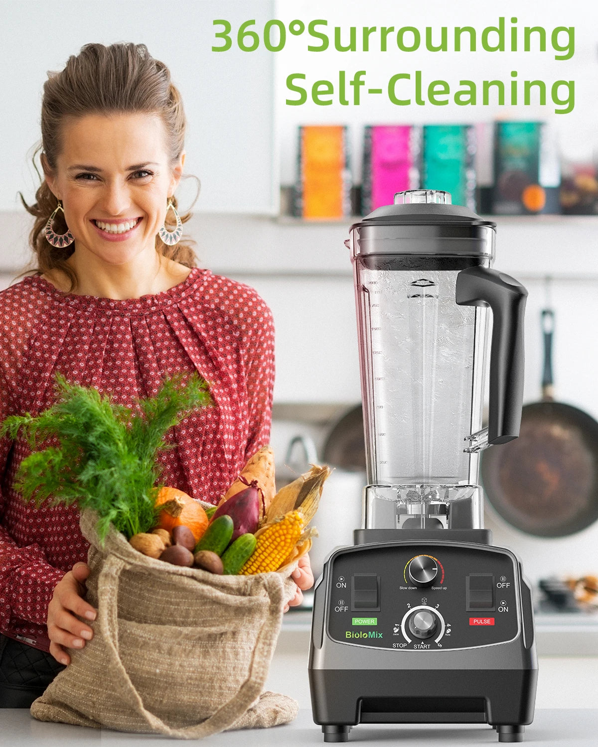 Biolomix Heavy Duty Timer Blender Mixer For Juicing And Smoothies
