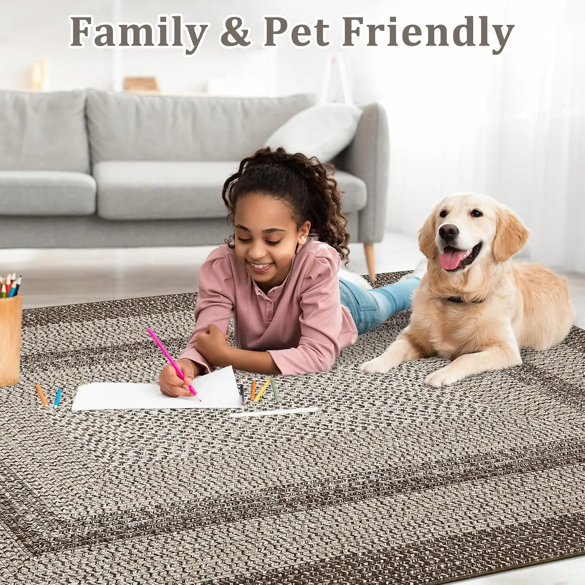 Garvee 8X10FT Boho Braided Carpets for Living Room Large Area Rugs Home Decor Non Shedding Carpet Moroccan Bedroom Beside Floor Mat Luxury