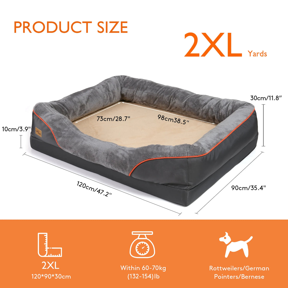 BINGOPAW Soft Dog Bed With Removable Washable Waterproof Cover