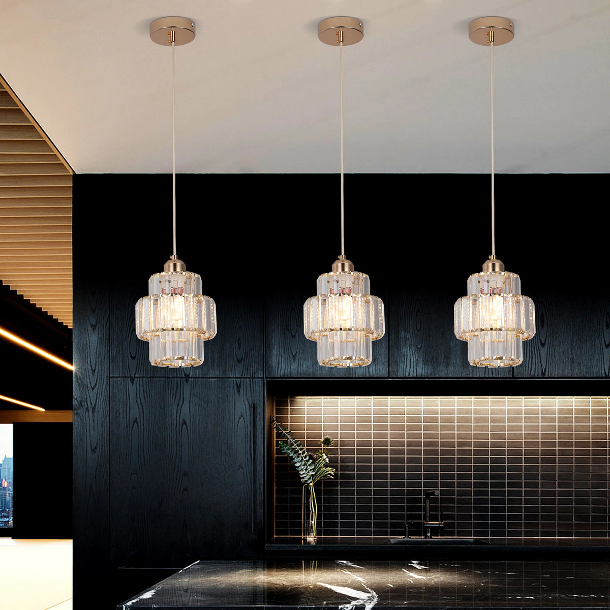 VETRULUS Modern Crystal Pendant Light Chandelier Ceiling Fixture