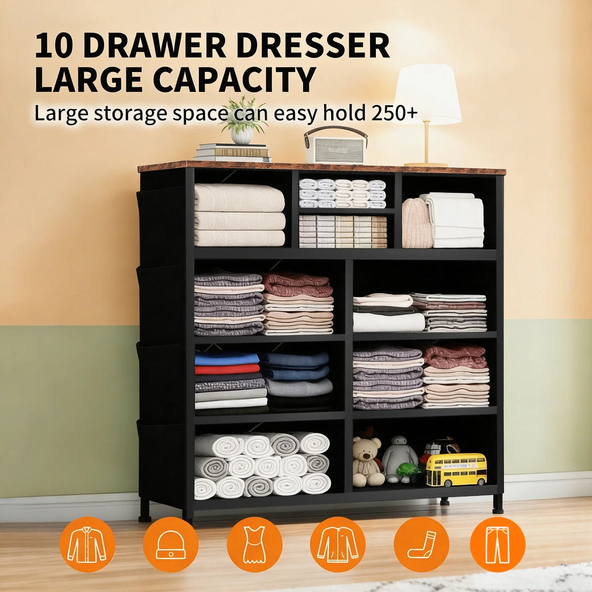 JHK Modern Fabric Storage Cabinet Living Room Organizer