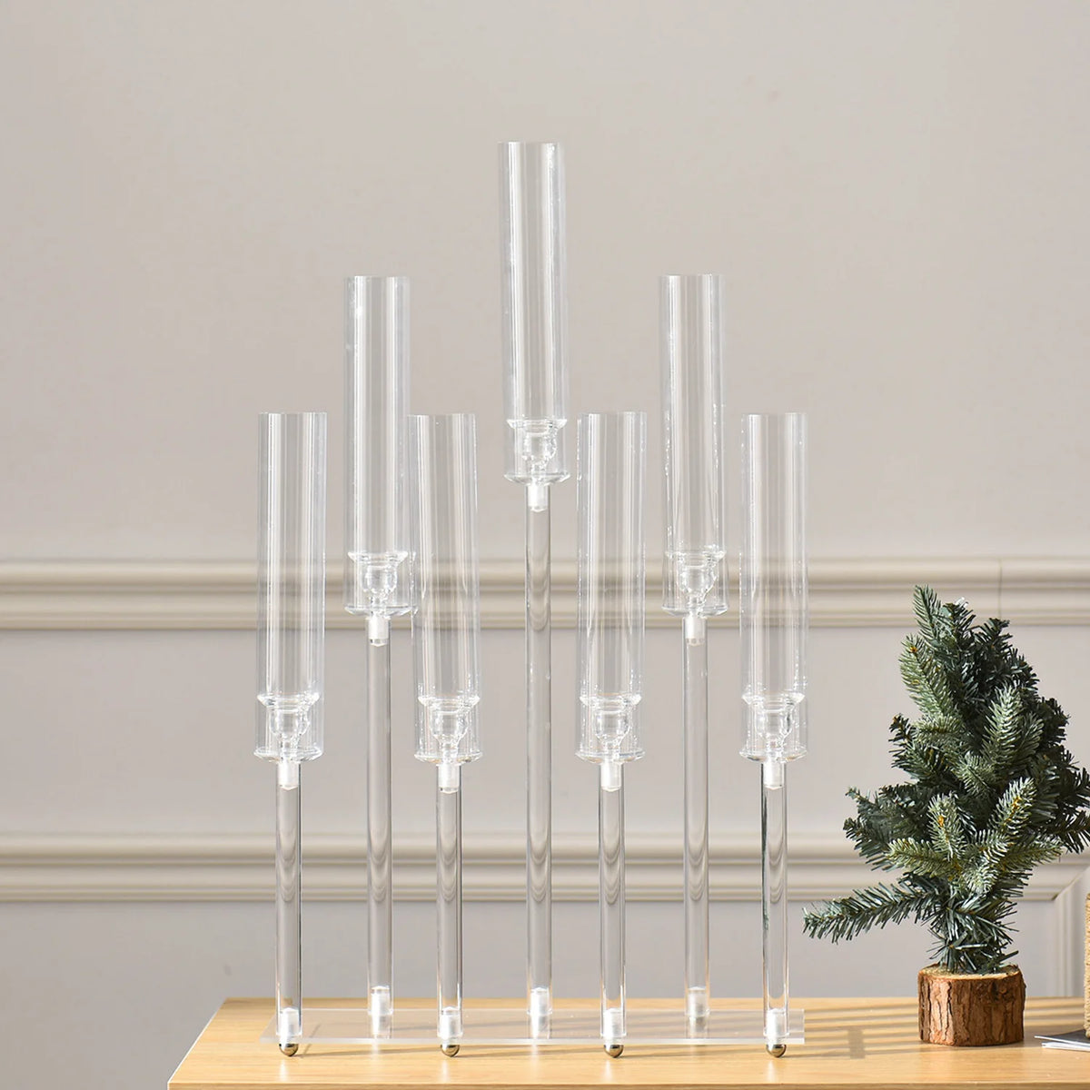 VINCIGANT Seven Arm Acrylic Candelabra For Weddings And Parties