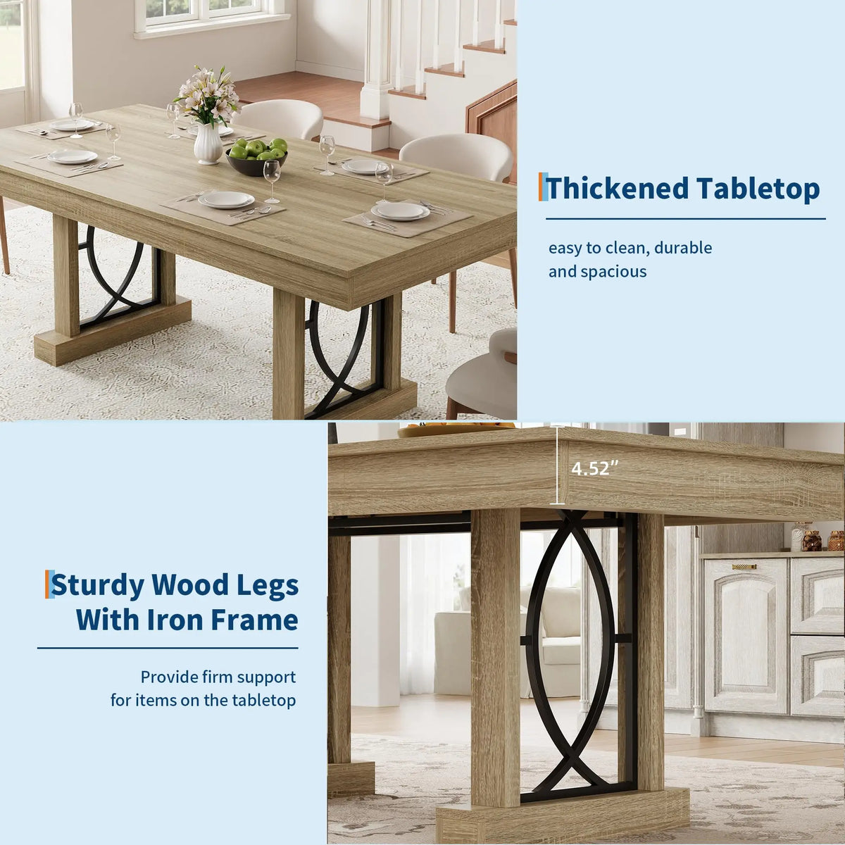 HobbyLane Modern Wood Dining Table Featuring Dual Storage Drawers