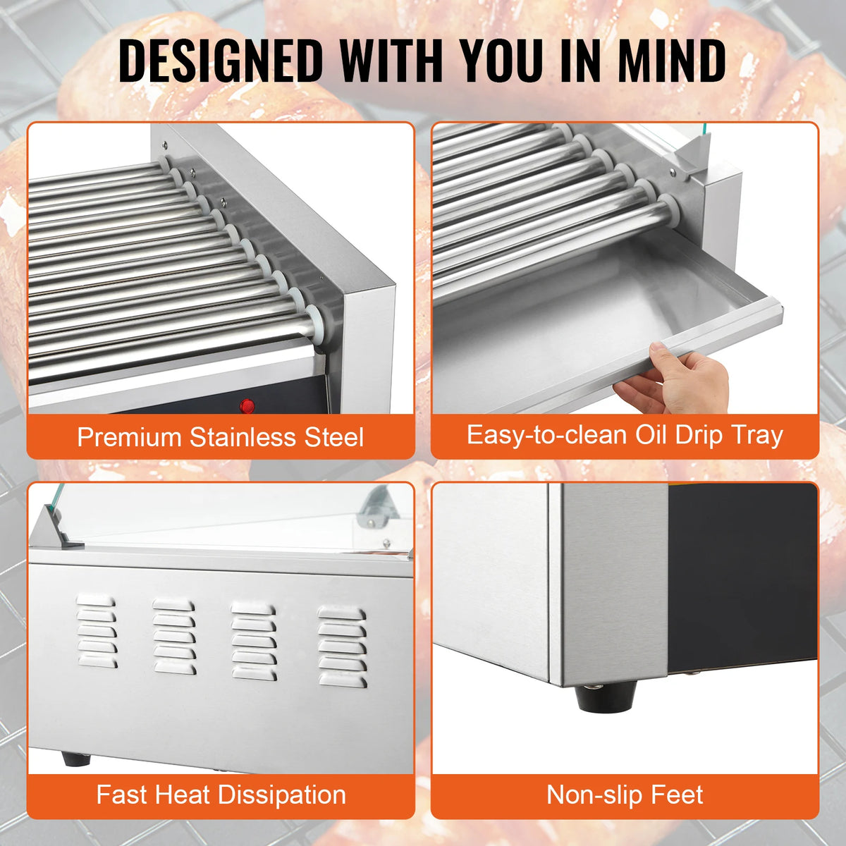 SucceBuy Commercial Electric Hot Dog Roller Sausage Maker Grill