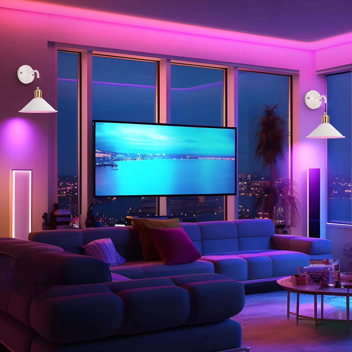 PRTILOUD Battery Operated Wall Sconces Dimmable RGB