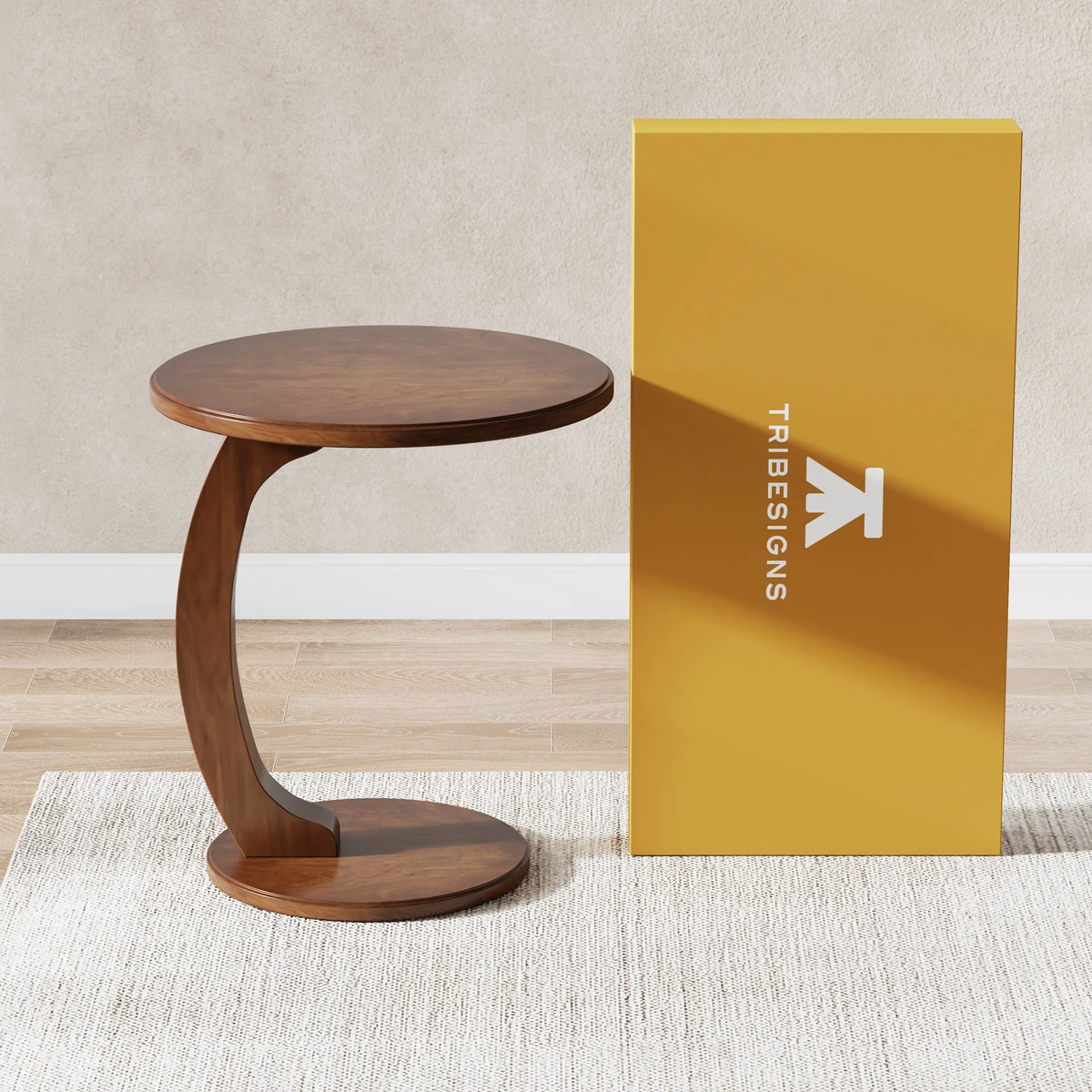 Tribesigns Round Wooden End Table Mid Century Modern