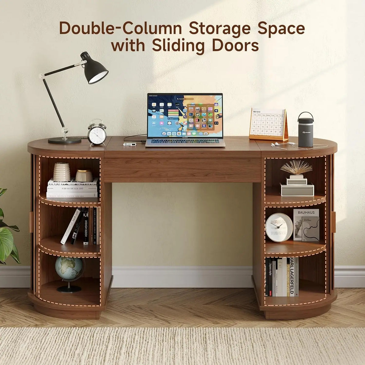 Onbrill Lift Top Office Desk With Integrated USB Charging Ports