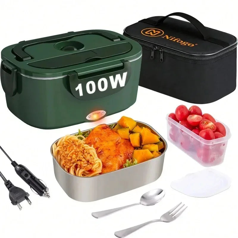 Electric 304 Stainless Steel Portable Heated Food Warmer Lunch Box
