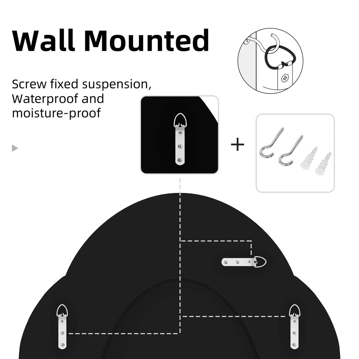 BORWART Crystal Crushed Diamond Arch Wall Mirror Vanity Decor
