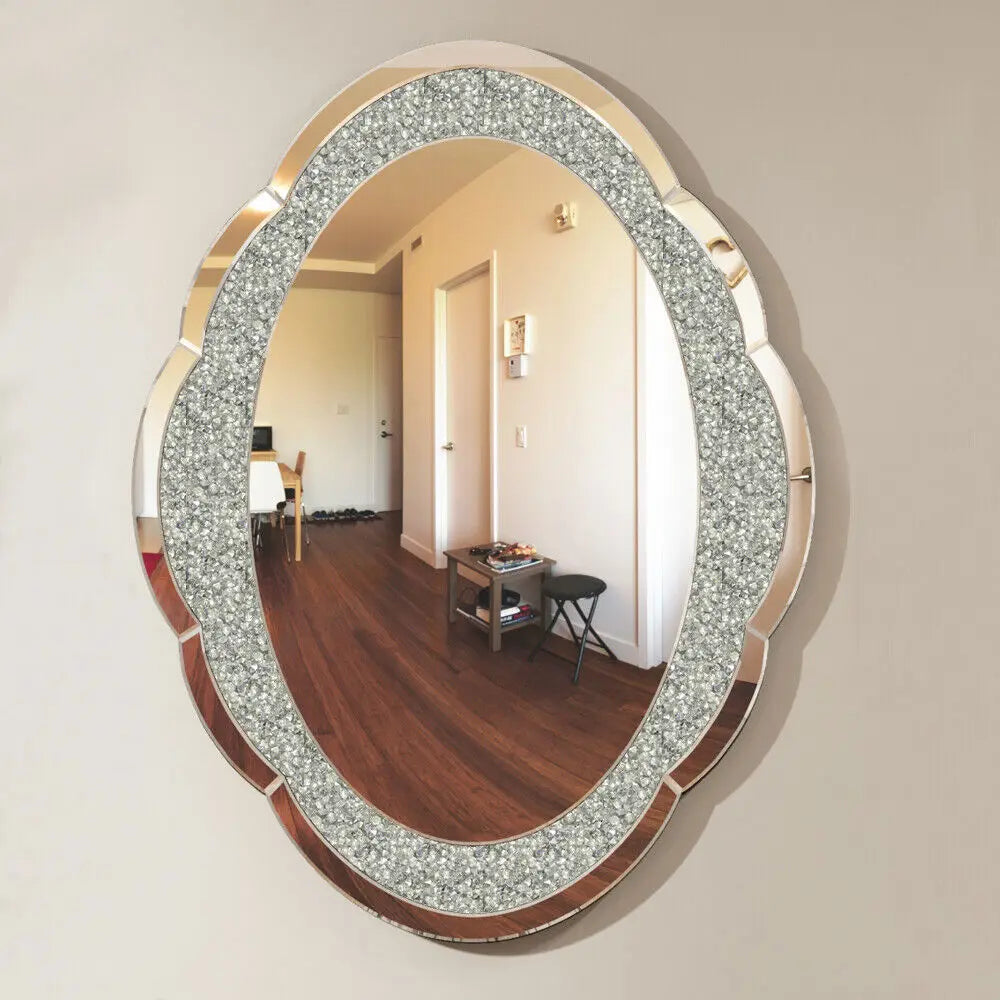 BORWART Crystal Crushed Diamond Arch Wall Mirror Vanity Decor
