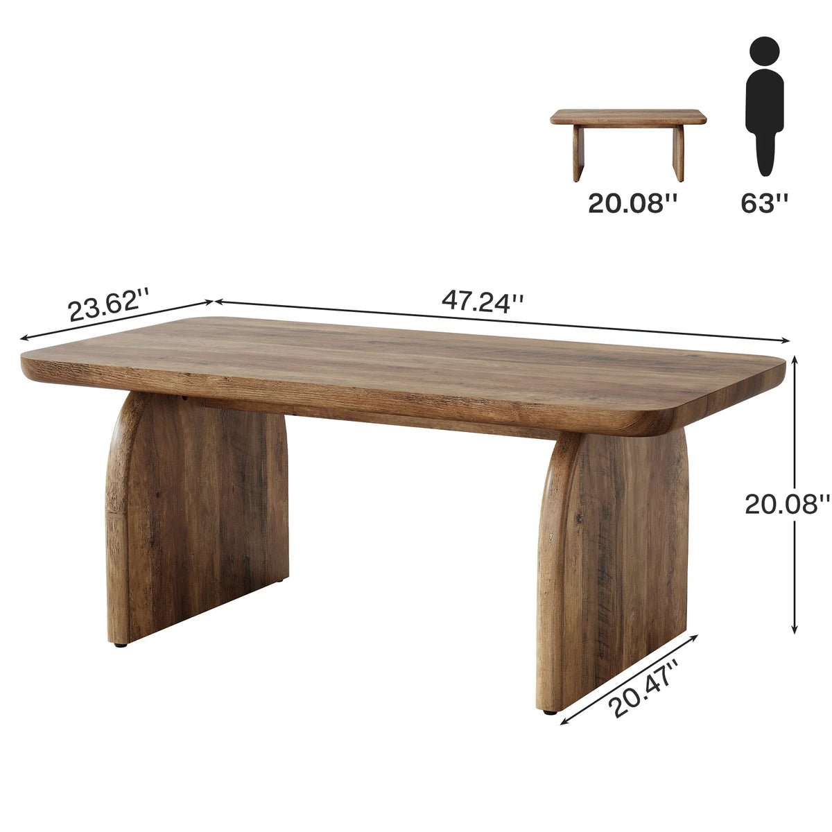 Tribesigns Farmhouse Style Rectangular Engineered Wood Coffee Table