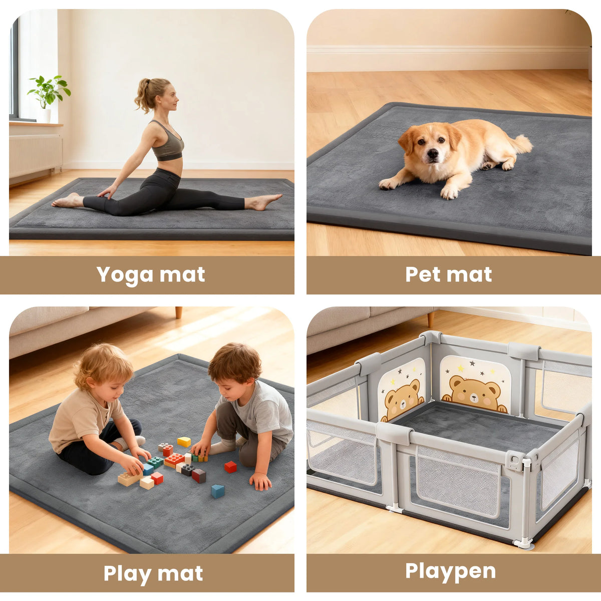 Huloo Sleep Soft Memory Foam Baby Play Mat Nursery Rug