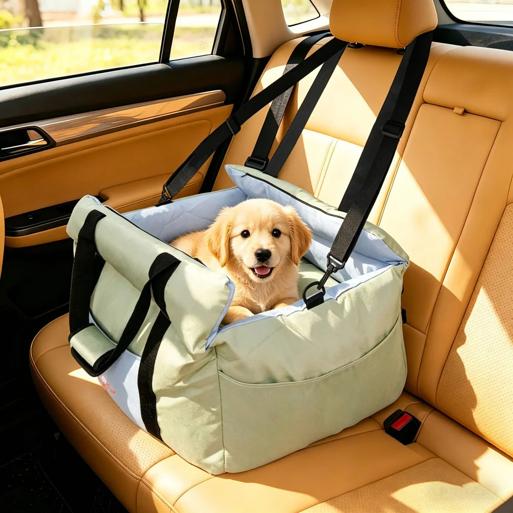 Borwart Portable Dog Booster Seat With Safety Belt Storage