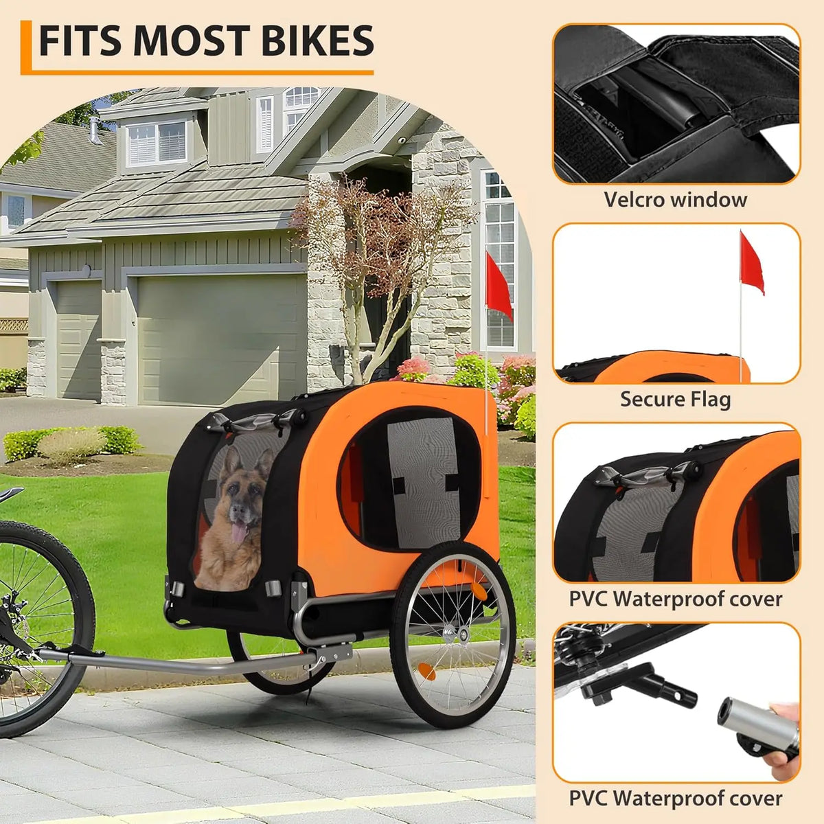 Twister.Ck Foldable Dog Bike Trailer with Universal Quick Release Wheels
