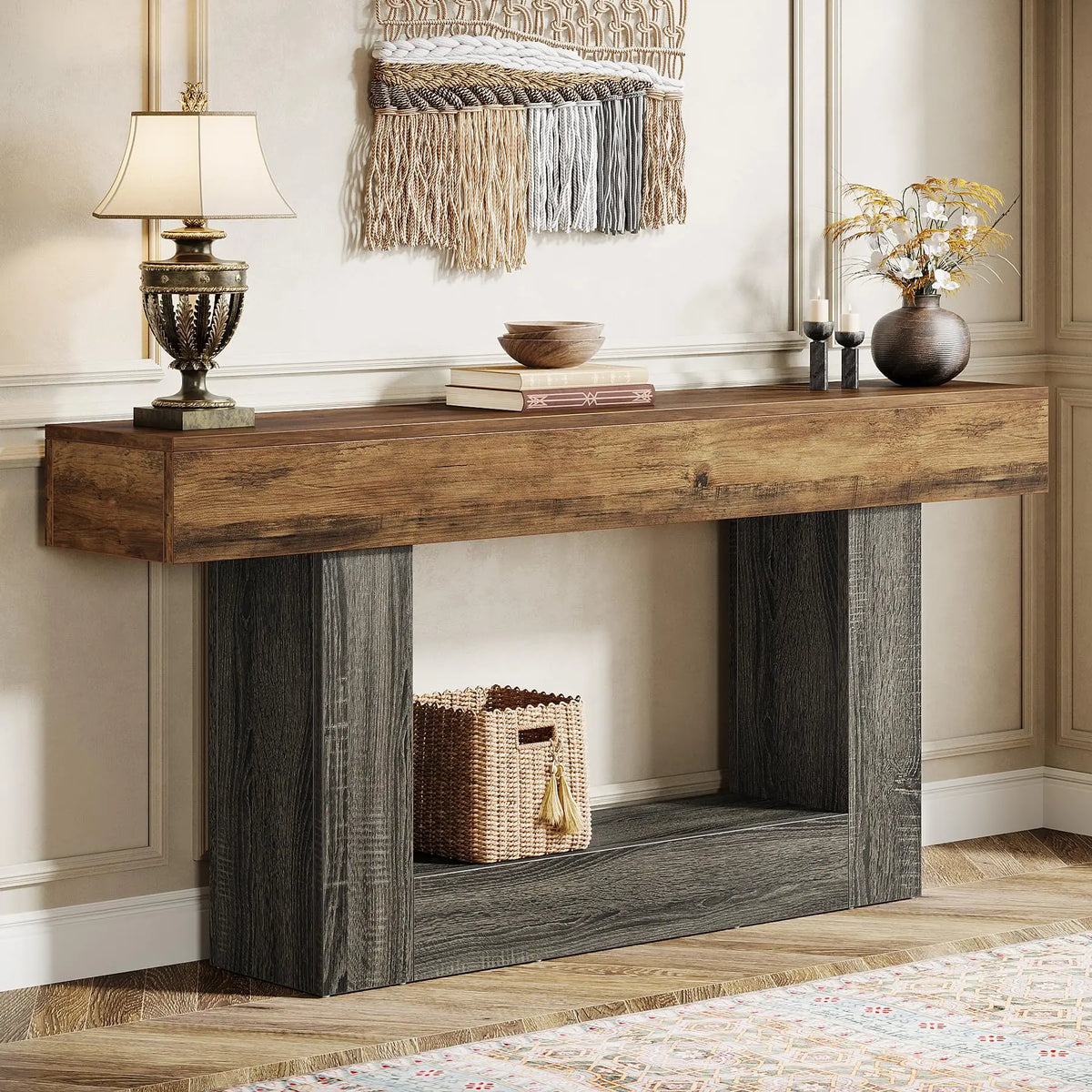 Tribesigns Farmhouse Entryway Console Table With U Shaped Base