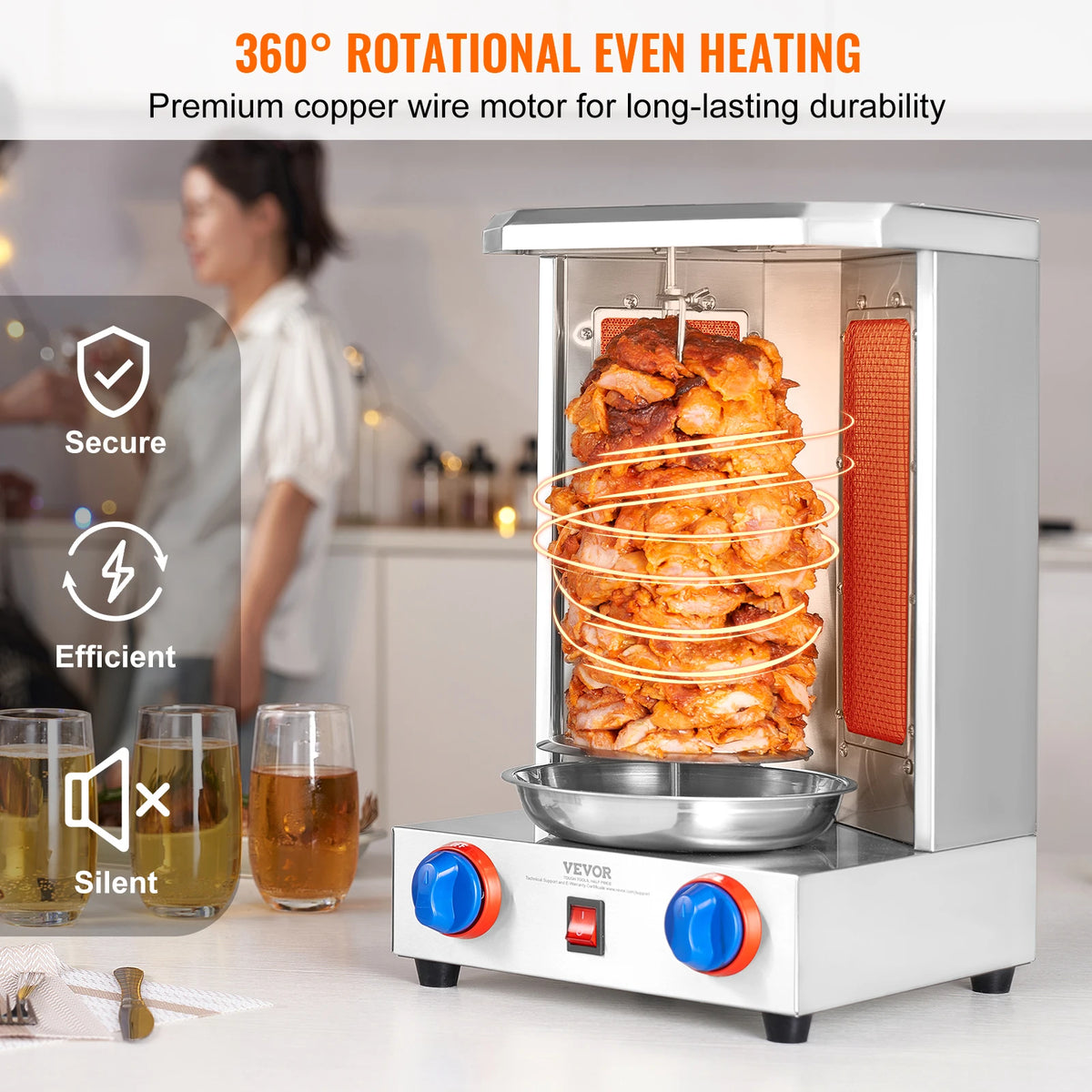 SucceBuy Gas Vertical Chicken Shawarma Grill Rotisserie Oven