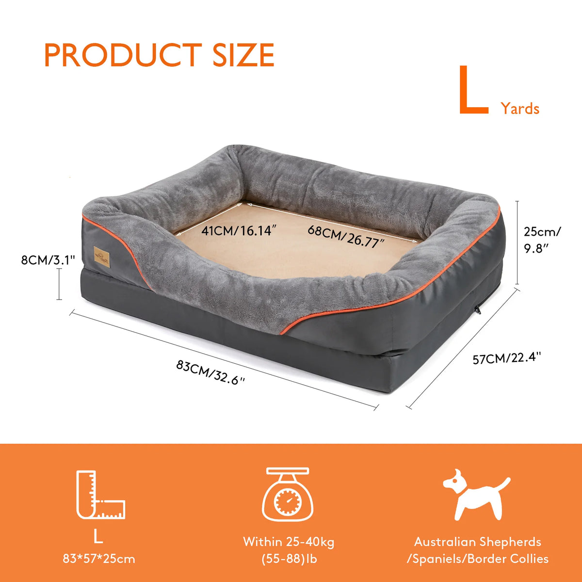 BINGOPAW Soft Dog Bed With Removable Washable Waterproof Cover